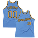 Custom Light Blue Old Gold-Black Authentic Throwback Basketball Jersey