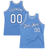 Custom Light Blue White-Royal Authentic Throwback Basketball Jersey
