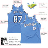 Custom Light Blue White-Navy Authentic Throwback Basketball Jersey