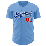 Custom Light Blue Red White-Royal Authentic Baseball Jersey