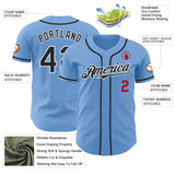 Custom Light Blue Black White-Red Authentic Baseball Jersey