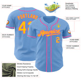 Custom Light Blue Yellow-Pink Authentic Baseball Jersey