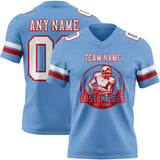 Custom Light Blue White-Red Authentic Football Jersey