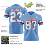 Custom Light Blue White-Red Authentic Football Jersey
