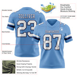 Custom Light Blue White-Navy Authentic Football Jersey
