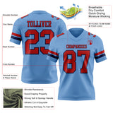 Custom Light Blue Red-Navy Authentic Football Jersey