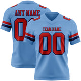 Custom Light Blue Red-Navy Authentic Football Jersey