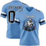 Custom Light Blue Navy-White Authentic Football Jersey