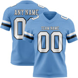 Custom Light Blue White-Black Authentic Football Jersey
