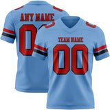 Custom Light Blue Red-Black Authentic Football Jersey