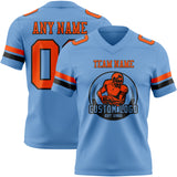 Custom Light Blue Orange-Black Authentic Football Jersey