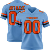 Custom Light Blue Orange-Black Authentic Football Jersey