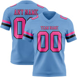Custom Light Blue Pink-Black Authentic Football Jersey
