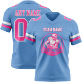 Custom Light Blue Pink-White Authentic Football Jersey