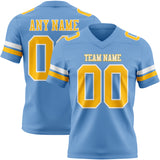 Custom Light Blue Gold-White Authentic Football Jersey