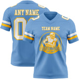 Custom Light Blue White-Gold Authentic Football Jersey