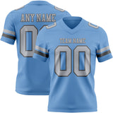 Custom Light Blue Gray-Steel Gray Authentic Football Jersey