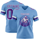 Custom Light Blue Purple-White Authentic Football Jersey