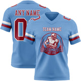 Custom Light Blue Cardinal-White Authentic Football Jersey