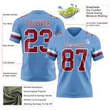 Custom Light Blue Cardinal-White Authentic Football Jersey