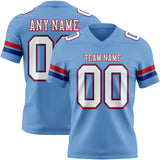 Custom Light Blue White Royal-Red Authentic Football Jersey