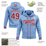 Custom Stitched Light Blue Red-White Baseball Pullover Sweatshirt Hoodie
