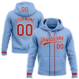 Custom Stitched Light Blue Red-White Baseball Pullover Sweatshirt Hoodie