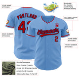 Custom Light Blue Red-Navy Authentic Baseball Jersey