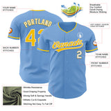 Custom Light Blue Yellow-White Authentic Baseball Jersey
