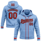 Custom Stitched Light Blue Red-Black Baseball Pullover Sweatshirt Hoodie