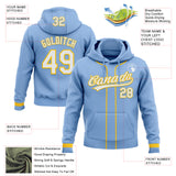 Custom Stitched Light Blue White-Yellow Baseball Pullover Sweatshirt Hoodie