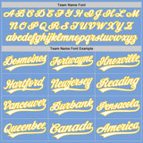 Custom Stitched Light Blue White-Yellow Baseball Pullover Sweatshirt Hoodie