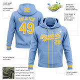 Custom Stitched Light Blue Yellow-White Baseball Pullover Sweatshirt Hoodie