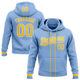 Custom Stitched Light Blue Yellow-White Baseball Pullover Sweatshirt Hoodie