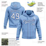 Custom Stitched Light Blue White-Royal Baseball Pullover Sweatshirt Hoodie