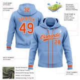 Custom Stitched Light Blue Orange-White Baseball Pullover Sweatshirt Hoodie
