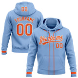 Custom Stitched Light Blue Orange-White Baseball Pullover Sweatshirt Hoodie