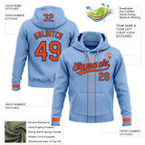 Custom Stitched Light Blue Orange-Royal Baseball Pullover Sweatshirt Hoodie