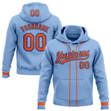 Custom Stitched Light Blue Orange-Royal Baseball Pullover Sweatshirt Hoodie