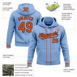 Custom Stitched Light Blue Orange-Black Baseball Pullover Sweatshirt Hoodie