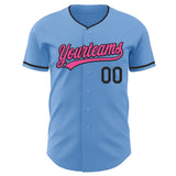 Custom Light Blue Pink-Black Authentic Baseball Jersey