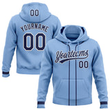 Custom Stitched Light Blue Navy-White Baseball Pullover Sweatshirt Hoodie