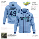 Custom Stitched Light Blue Navy Gray-Teal Baseball Pullover Sweatshirt Hoodie