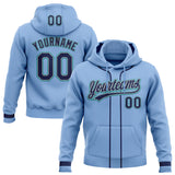 Custom Stitched Light Blue Navy Gray-Teal Baseball Pullover Sweatshirt Hoodie