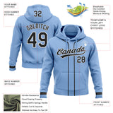 Custom Stitched Light Blue Black-White Baseball Pullover Sweatshirt Hoodie