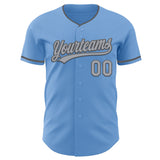 Custom Light Blue Gray-Steel Gray Authentic Baseball Jersey