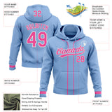 Custom Stitched Light Blue Pink-White Baseball Pullover Sweatshirt Hoodie