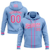 Custom Stitched Light Blue Pink-White Baseball Pullover Sweatshirt Hoodie