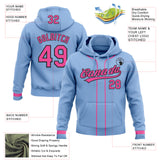 Custom Stitched Light Blue Pink-Black Baseball Pullover Sweatshirt Hoodie