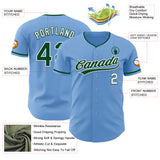 Custom Light Blue Green-White Authentic Baseball Jersey
